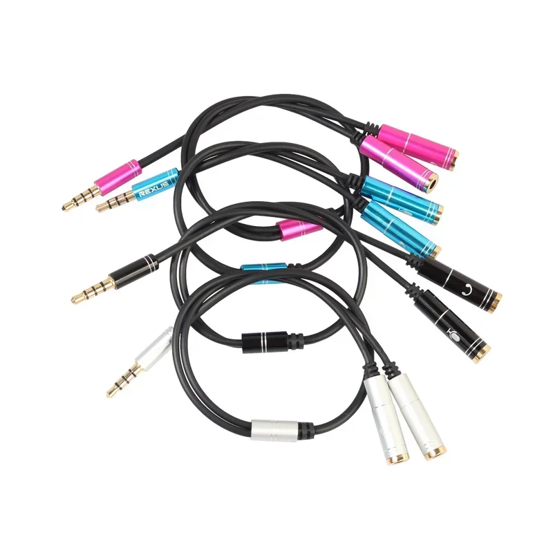 30cm dwa męskie i jedno żeńskie 3.5mm zestaw słuchawkowy z mikrofonem zestaw słuchawkowy do telefonu komórkowego Combo podłączone do komputera kabel Audio do notebooka