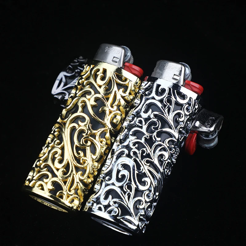 Retro Metal Lighter Case Sleeve Cover with Hollow Out Design for BIC J6 A Perfect Smoking Accessory Gift