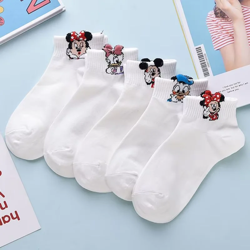 5 Pairs of New Cartoon Cotton Printed Women's Knitted Short Socks Light and Breathable for Summer Daily Wear Ankle Socks