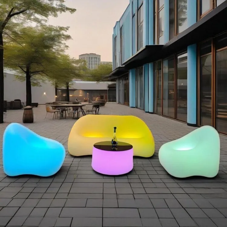 

Luminous table and chairs round sofa wine bar counter coffee table outdoor combination card seat open-air entertainment stool
