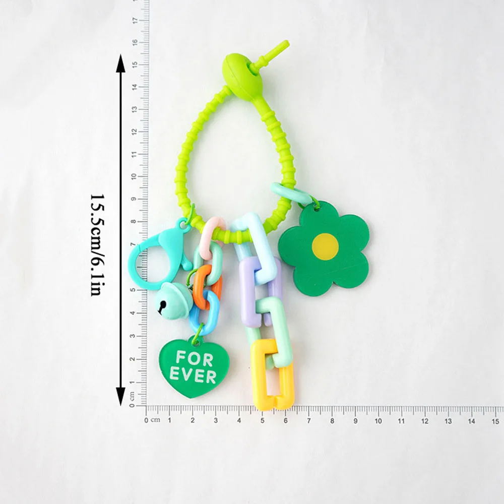 Colorful Flowers Keychain Bag Pendant Korean Yk2 Simple Fob Labubu Keyring Acrylic Key Holder Car Hanging Trinket For Boys Girls