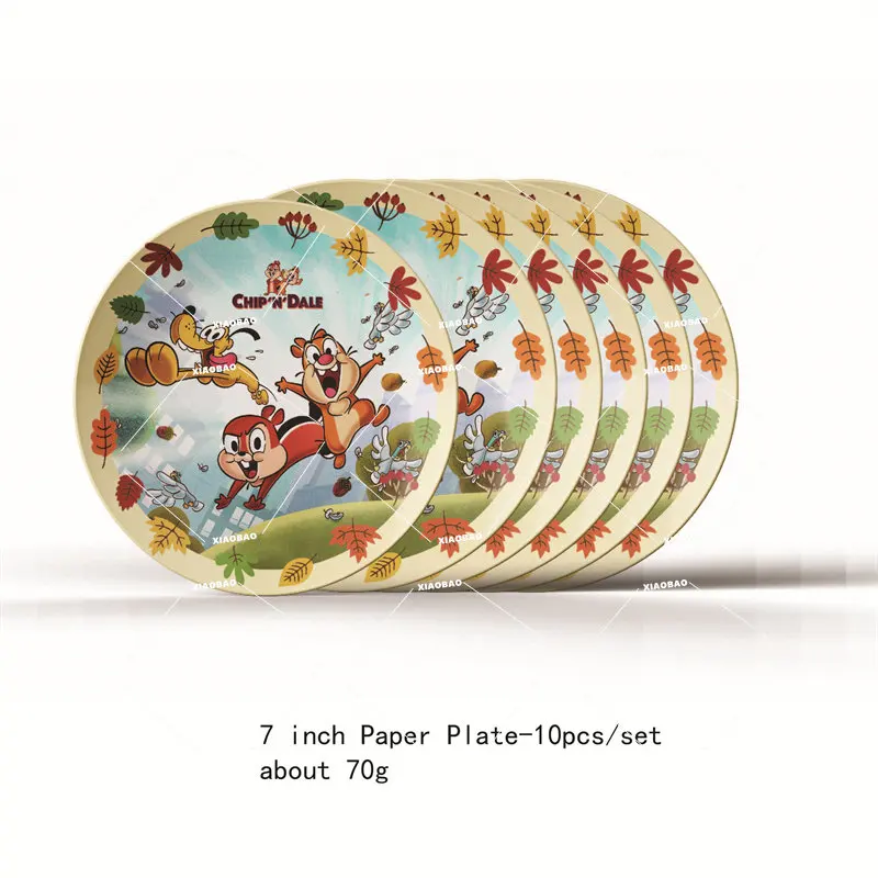 Chip and Dale Theme Birthday Party Decorations Paper Plates Cups Cake Topper Balloons Happy Birthday Sticker Kids Supplies Decor