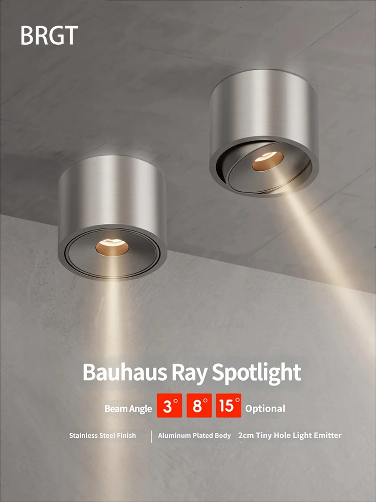 Bauhaus LED Spotlights 3 8 15 Degree Narrow Beam Angle Spot Light Surface Mounted Ceiling Lamp Vintage Atmosphere Lamps For Home