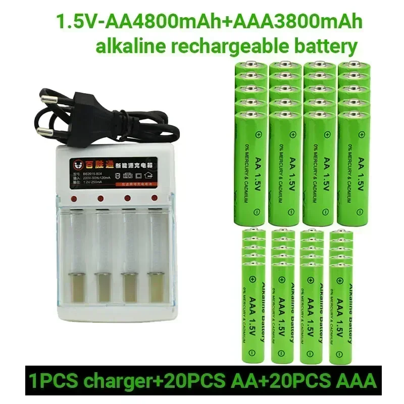 

100% Original 1.5V AA4800mAh+AAA3800mAh Rechargeable Alkaline Battery NI-MH 1.5 V Battery for Clocks Mice Computers Toys So On