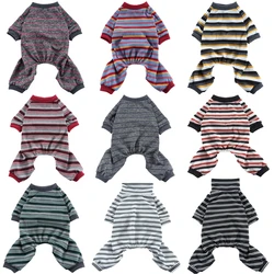 Small Dog Cat Stripe Jumpsuit Pajamas Shirts Pet Puppy Nightshirt Pants For Small Medium Dogs Cats French Bulldog Clothes