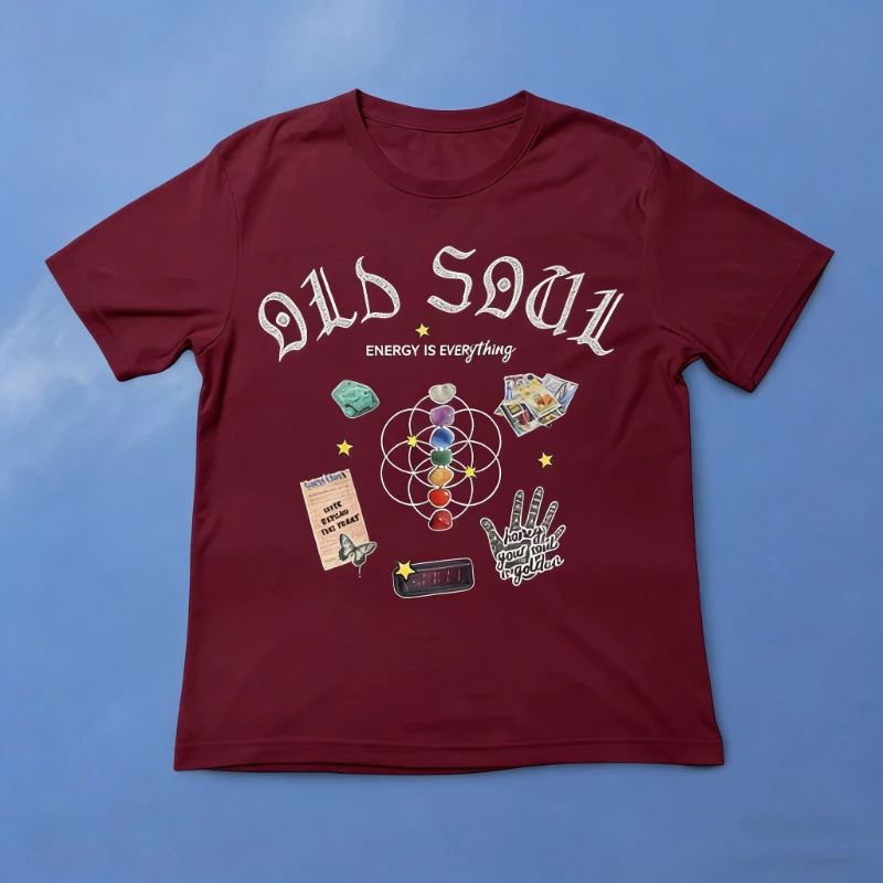 القديمة الروح الطاقة الخريف نمط التأمل اليوغا القطن قميص هدايا للنساء الجمالية بوهو Y2K ريترو الشارع الشهير الملاك عدد قميص