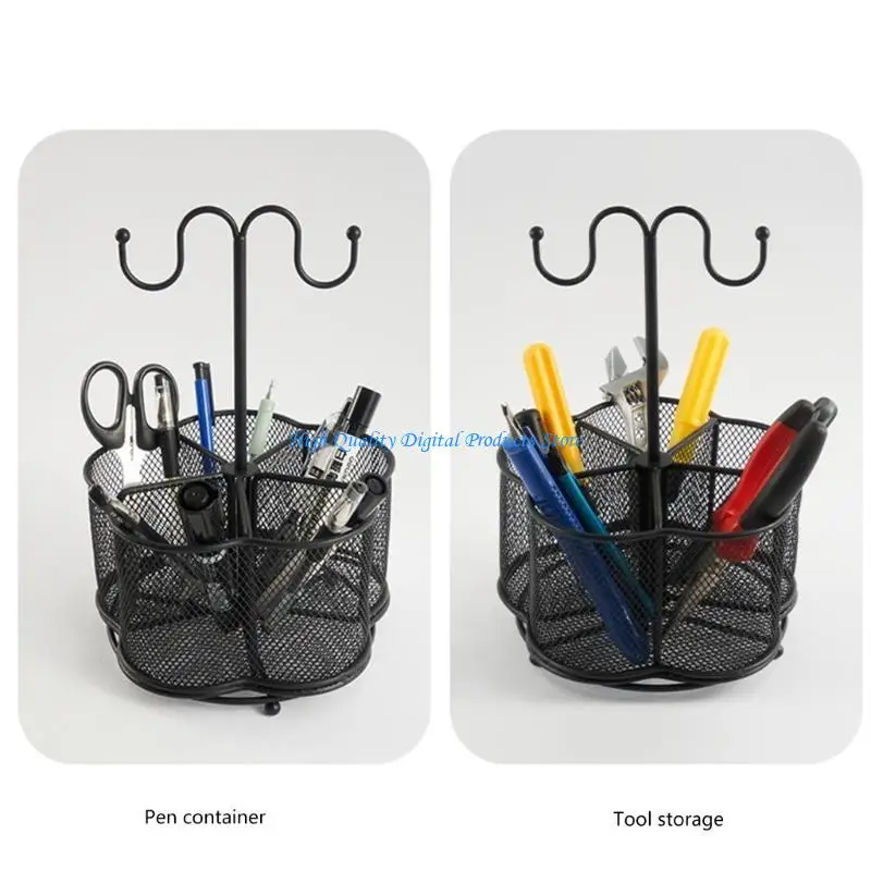 U2JE Multifunctional Desk Organiser Pen Holder with 5 Compartments and Keychain Hook
