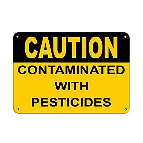 Guadalupe Ross Metal Tin Sign Caution Contaminated with Pesticides Wall Decor Sign 12x8 Inches