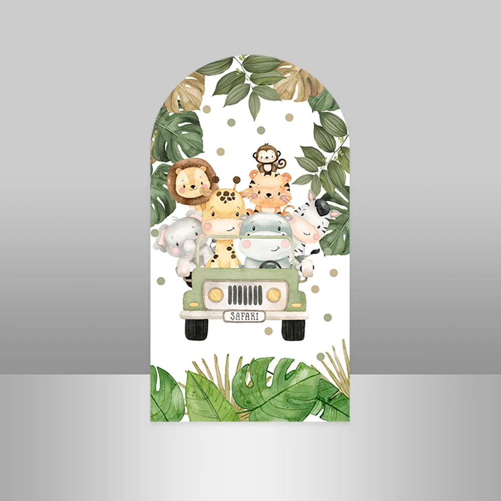 سفاري وايلد غطاء قوس واحد جدار عيد ميلاد الاطفال خلفية مستديرة الوليد استحمام الطفل خلفية التصوير كعكة الجدول طيدة يغطي