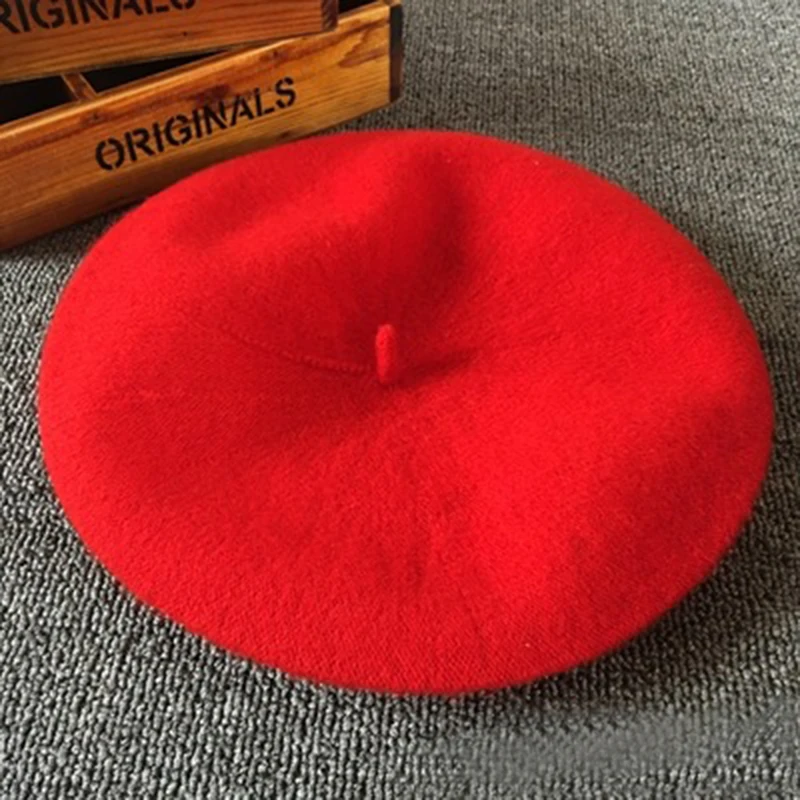 Women Wool Berets French Artist Style Warm Winter Spring Beanie Hat Retro Plain Beret Solid Color Elegant Lady All Matched Caps