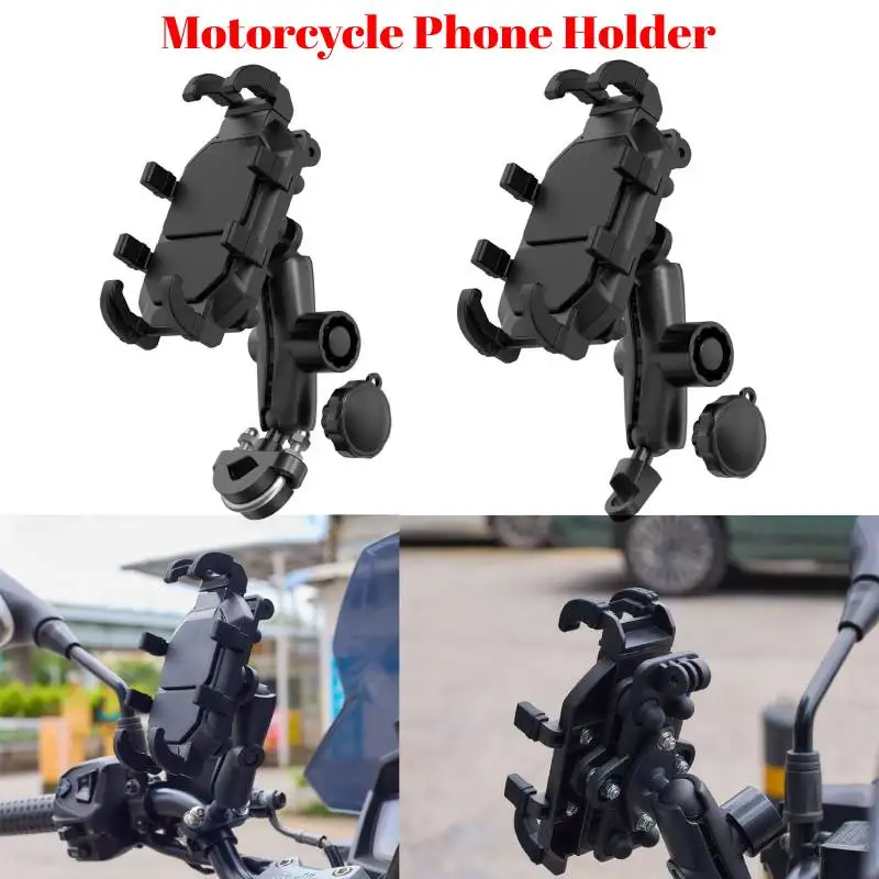 Motorcycle Cell Phone Holder Bicycle Handlebar 360° Rotating Mobile Stand Rearview Mirror Mount GPS E-Bike Aluminum Phone Holder