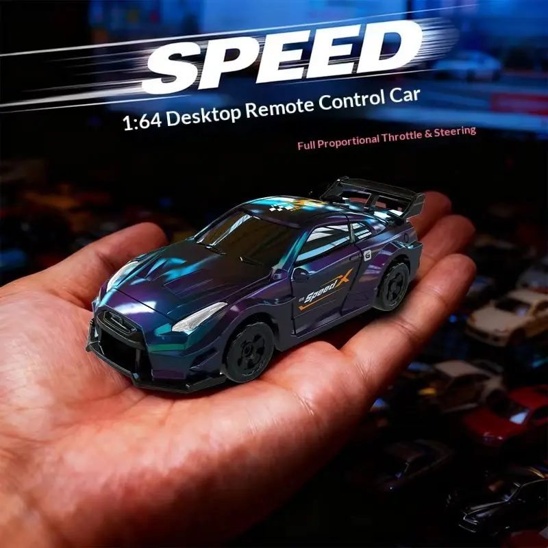 Mini RC Drift Car Gradient Purple 1:64 Scale 4WD Remote Control Professional High Speed Race Car Toys for Boys Desktop Model