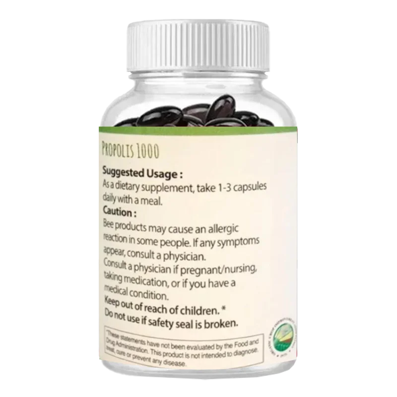 

Органическая натуральная добавка с прополисом, 1000 мг на сервиру, 60 вегетарианских капсул в бутылку, поставка около 500 дней