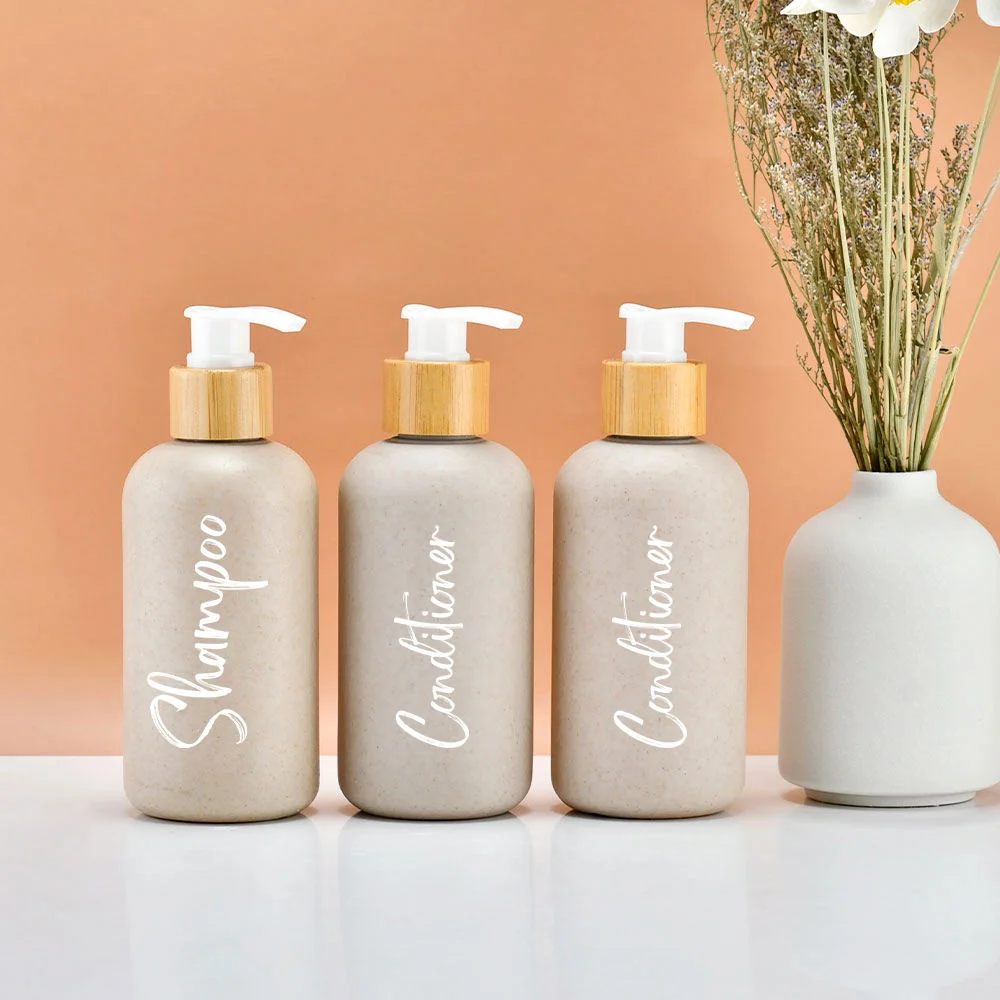 1 Stück biologisch abbaubare 8oz 17oz Shampoo-Plastikflasche aus Weizenstroh mit Bambuspumpe, tragbare, BPA-freie Seifen- und Schaumreinigungsprodukte