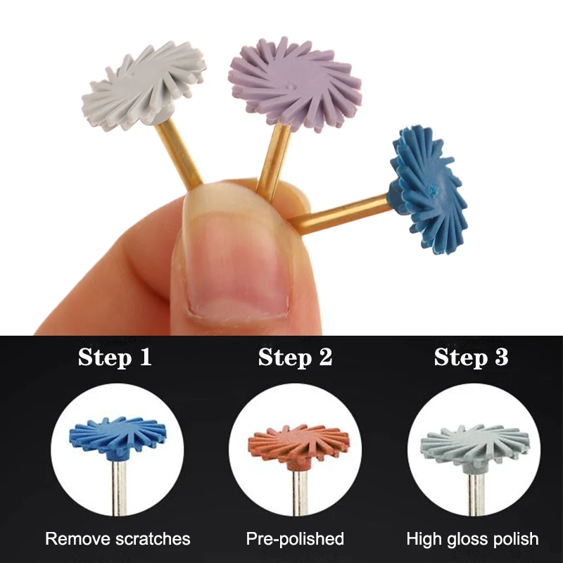 1Pcs Dental Composite Resin Polishing Disc Wheel Kit Brush Burs Silicone With Diamond Disc 3 Step Polishing