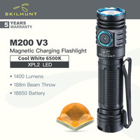 Skilhunt M200 V3 (Cool White Version, 6500K) Rechargeable Portable Flashlight, XPL2 LED 1400 Lumens, 18650 Battery, EDC