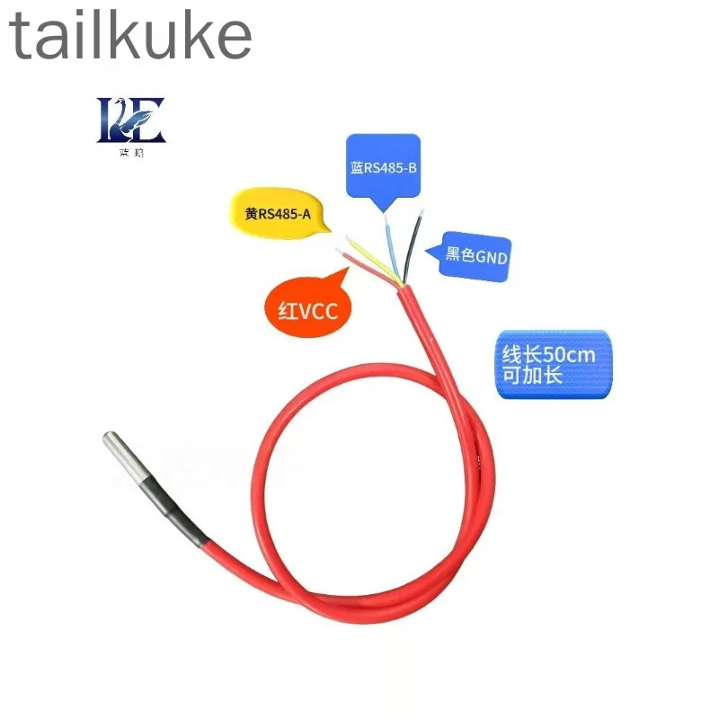 Temperature Sensor RS485 Communication Can Soak in Water High Temperature Sensor 125 Degrees Industrial Grade Modbus-RTU