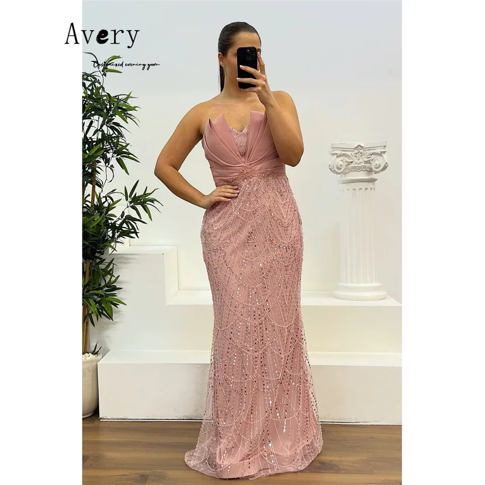 Avery-vestidos elegantes de cola de pez con cuentas y hombros descubiertos para mujer, vestido de fiesta de boda, vestido de fiesta para mujer, elegante de noche 2025