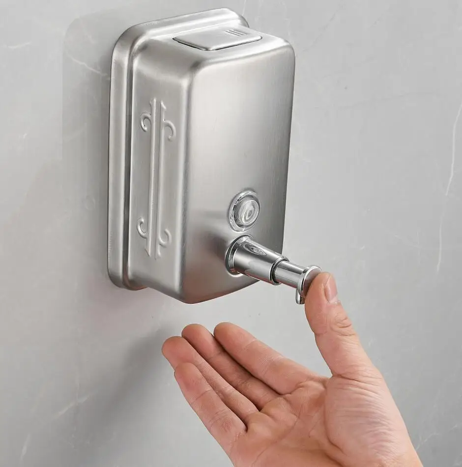 304-stainless-steel-black-and-gold-brushed-finish-hotel-shower-gel-hand-sanitizer-pressable-wall-mounted-soap-dispenser
