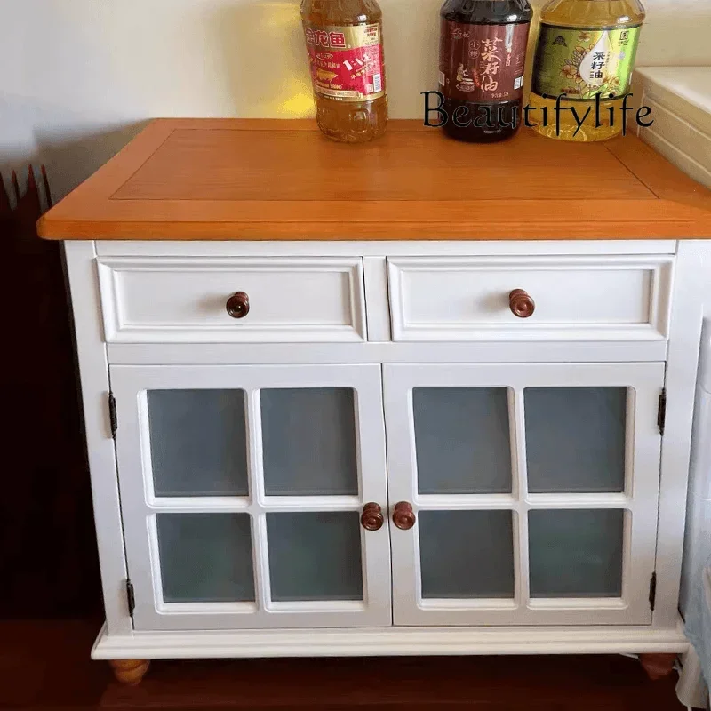 American Solid Wood Sideboard Cupboard Simple Side Cabinet Locker Restaurant All Solid Wood Furniture