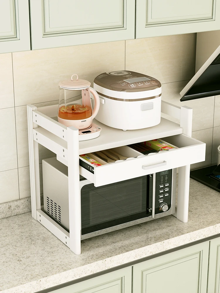 

Kitchen Microwave Storage Rack Household Rice Cooker Oven Storage Organizer Bracket Multifunctional