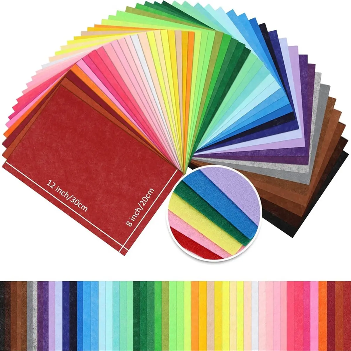 50 Pack Stiff Felt Fabric Sheets 8x12 Inches Assorted Colors for DIY Crafts Patchwork Sewing Decoration
