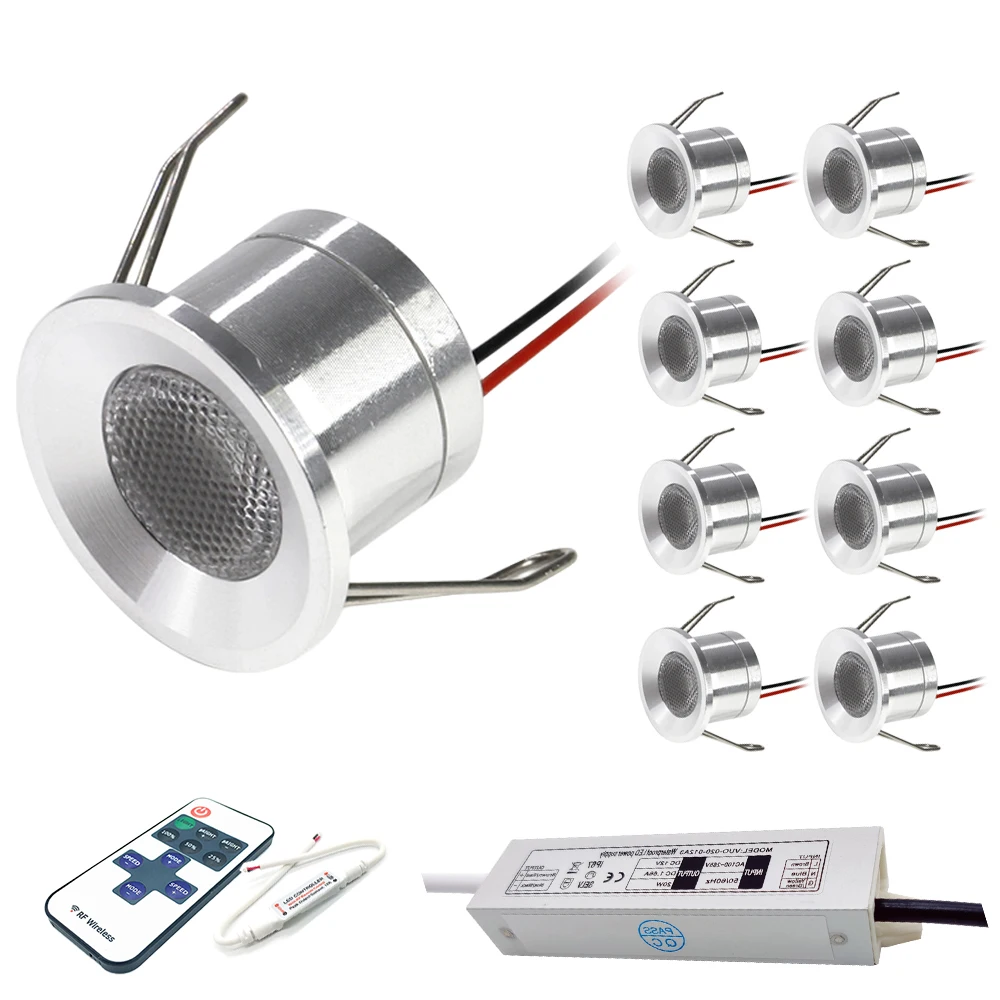 Mini LED światło punktowe 2W możliwość przyciemniania Downlight wpuszczany reflektor sufitowy kryty baldachim schody lampy do szafek z pilotem