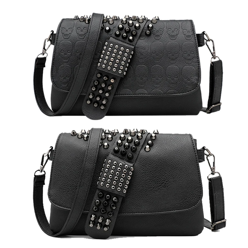 

Сумка через плечо SHELKSBAG, женские черные модные сумки на плечо с шипами, панк-готические сумки из искусственной кожи с заклепками, маленькие кошельки, сумки