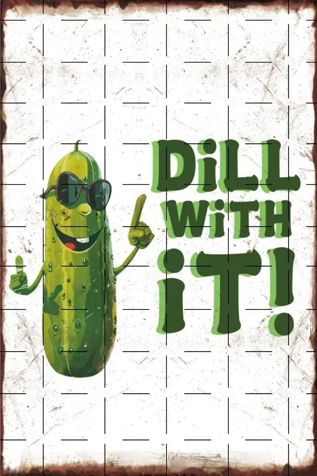 Funny Dill With It Pickle Vintage Style Metal Tin Sign Kitchen Dining Room Bedroom Farmhouse Pickle Decor Home Living Room Poste