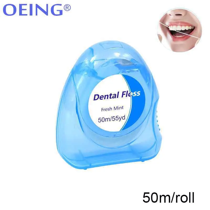 Hilo Dental con microcera, cepillo Interdental con sabor a menta, palillos de dientes, higiene bucal, alambre limpio, porlab, 50 m/rollo