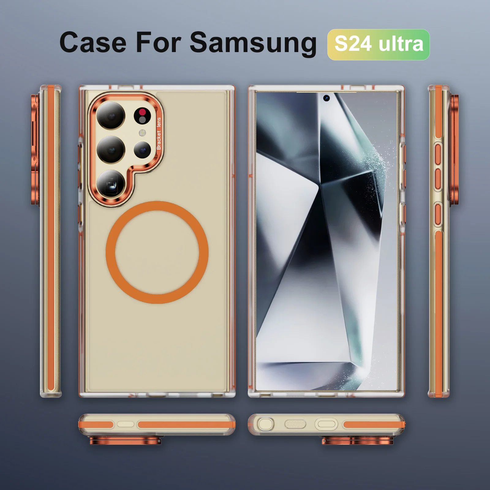 

Candy Colourful bracketFor Magsafe Phone Case for Samsung Galaxy S24 Ultra S24 S23 S25 A34 A54 Wireless Charge Shockproof Cover