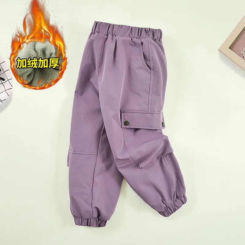 

Зимние штаны для девочек, новинка 2023 года, детские брюки на флисовой подкладке, детские спортивные спортивные штаны с подкладкой, модная одежда для подростков, От 4 до 14 лет