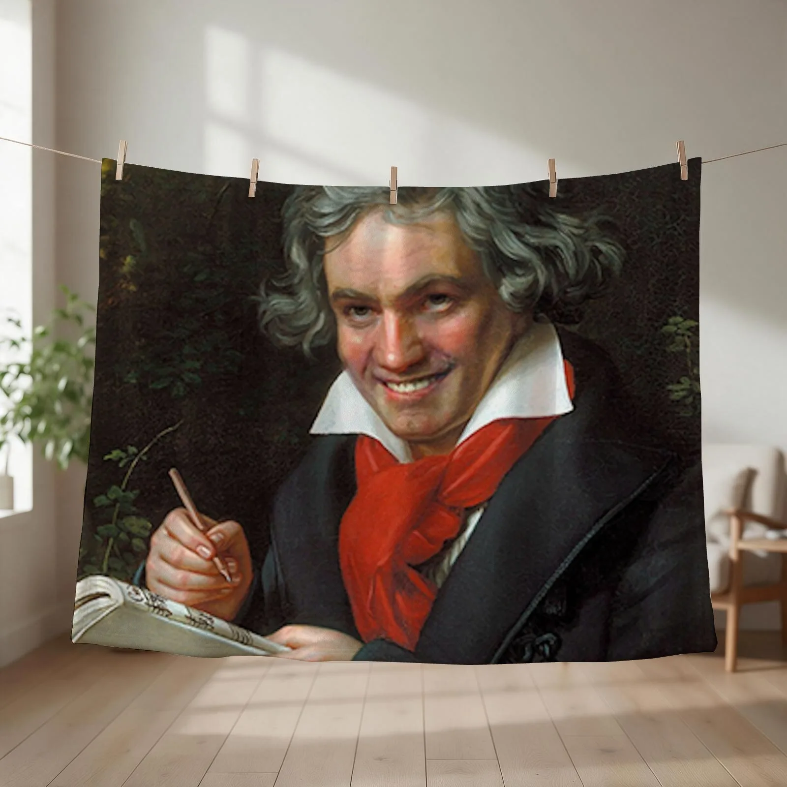Smiling Ludwig Van Beethoven art famous music composer meme Throw Blanket Fashion Sofas Shaggy Plush Soft Big Blankets