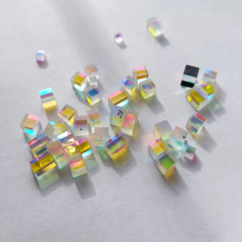 10pcs Mini Optical Prism Color Dichroic Glass Cube Optical Glass X-cube Beam Combiner Beautiful Prism DIY jewelry decoration