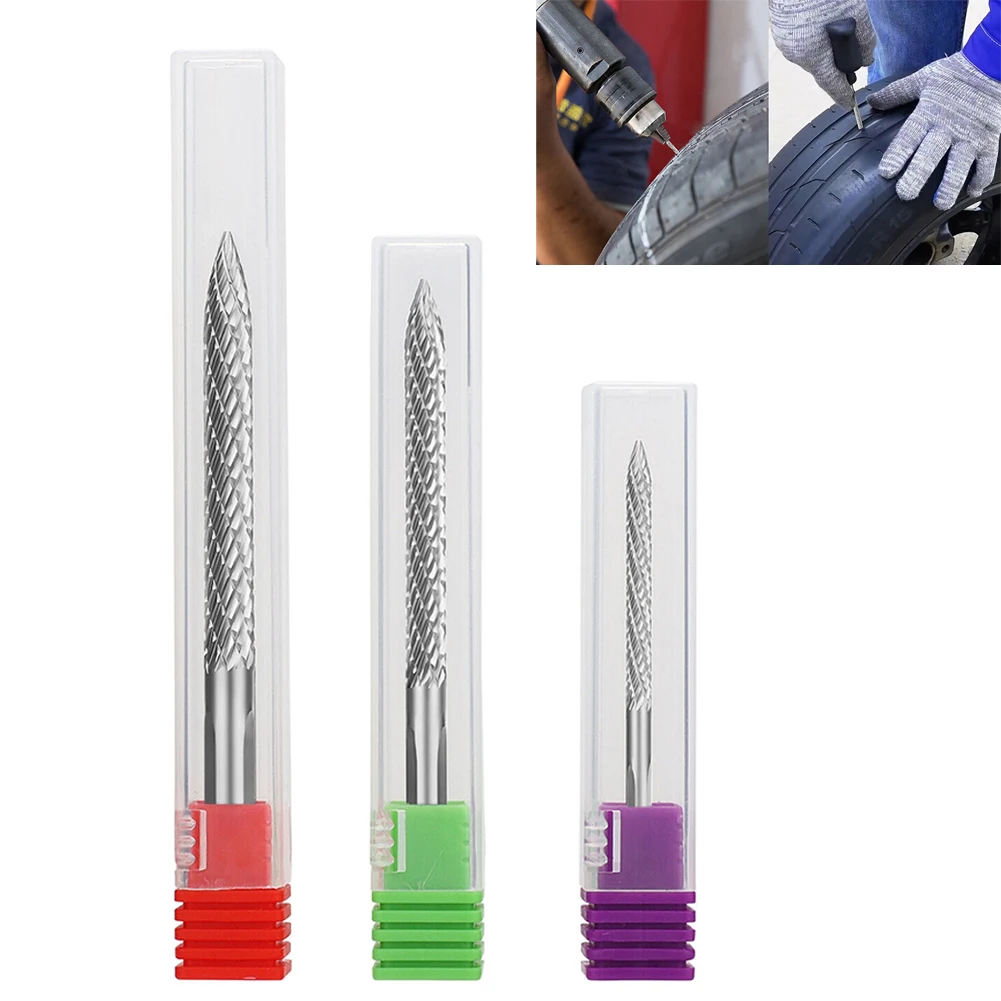 3PCS Tire Repair Carbide Burr Drill Bit Set for Cars Trucks Motorcycles Steel Tools for Tire Repair and Maintenance