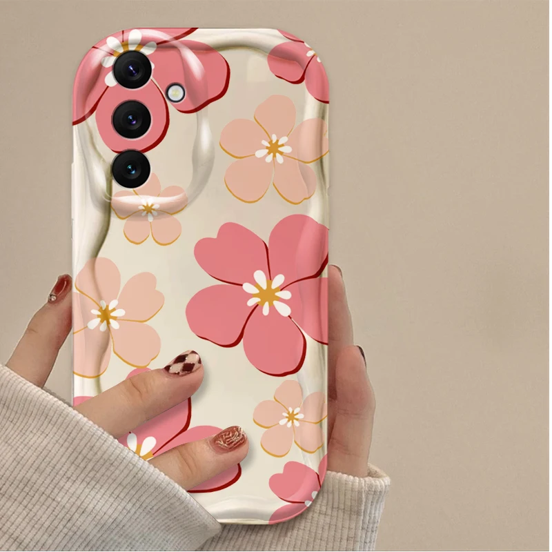 Capa de Telefone com Padrão de Lírios Rosas para Samsung Galaxy A16 A06 A55 A35 A25 A15 A05 A05S A54 A34 A24 A14 A73 A53 A33 A23 A52