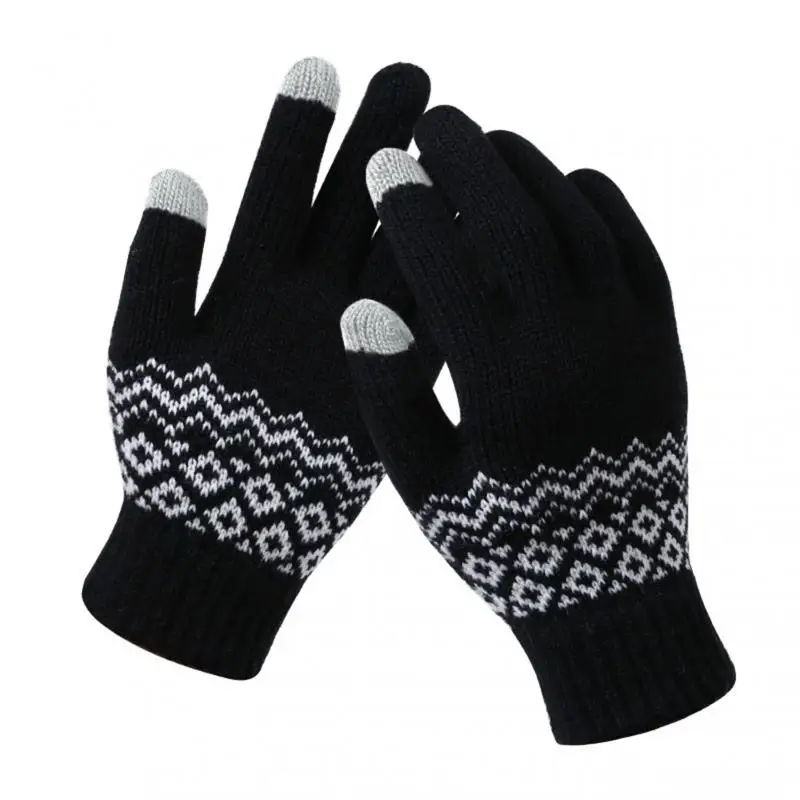 1 ~ 10 SZTUK Zimowe rękawiczki do ekranów dotykowych Kobiety Mężczyźni Ciepłe, rozciągliwe rękawiczki z dzianiny Imitacja wełny Jednolity kolor Pełny palec Sport na świeżym powietrzu