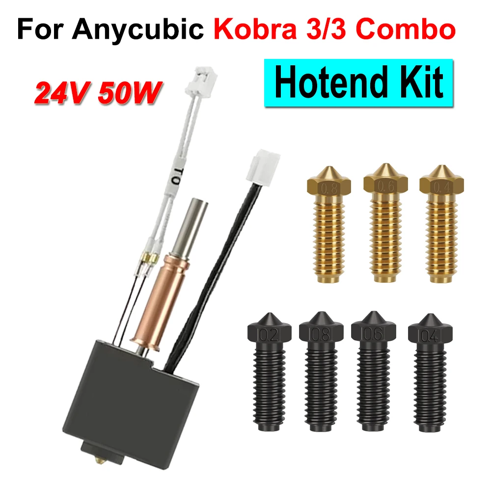 Kobra 3 Hotend Kit Upgrade for Anycubic Kobra 3 Combo Nozzle 0.2/0.4/0.6mm 3D Priner Accessories for Anycubic Kobra 3 Hot End
