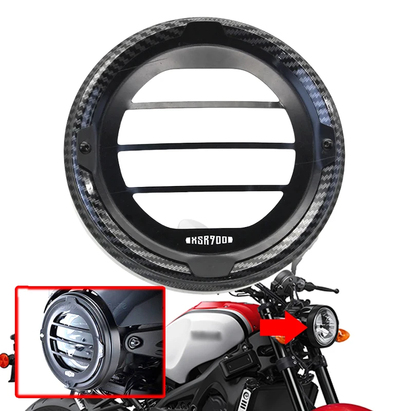 

XSR 900 Refit Spare Parts Carbon Look Headlight Grill Cover Motorcycle Headlight Protector Guard Fit For Yamaha XSR900 2022 2023