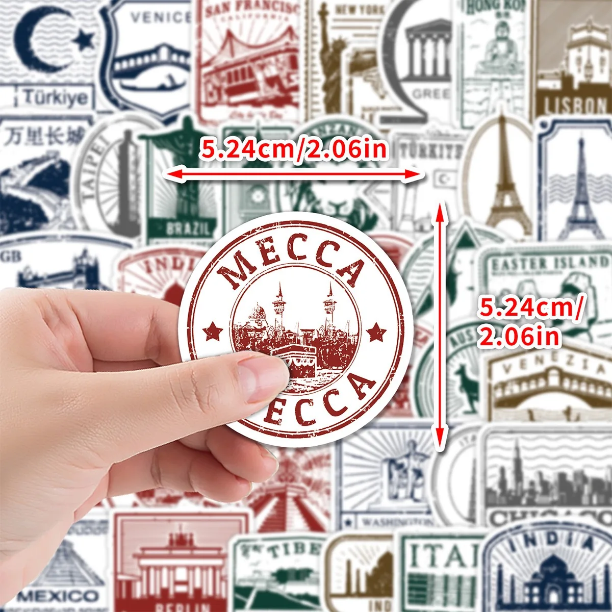 10/50PCS Vintage Landmark Travel แสตมป์สติกเกอร์สมุดภาพโทรศัพท์กระเป๋าเดินทางแล็ปท็อปกีตาร์ DIY สติกเกอร์กันน้ํา Decals ของเล่นเด็ก