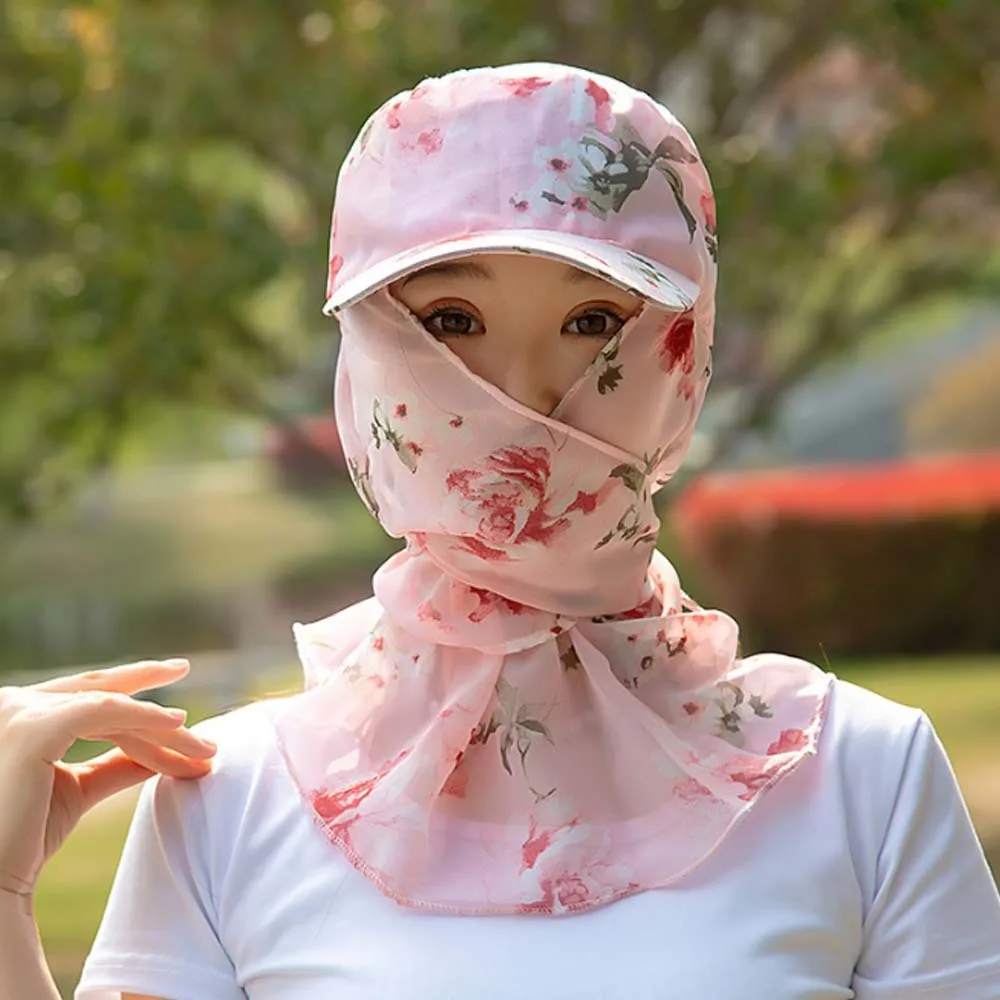 

Anti-UV Flower Picking Tea Hat Portable Polyester Sunshade Shawl Cap Chinese Style Thin Neck Protection Hat Women