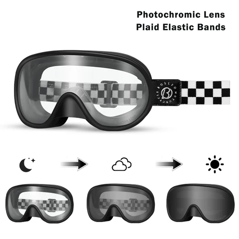 Винтажные мотоциклетные очки-маска для ношения поверх очков, фотохромные, с защитой от УФ400, для мотокросса, для мужчин и женщин, с двойной защитой от запотевания, гоночные очки