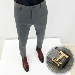 2024 Men's High-quality Straight Fit Suit Pants, Fashionable High Street Business Casual Comfortable Versatile Hombre Trousers