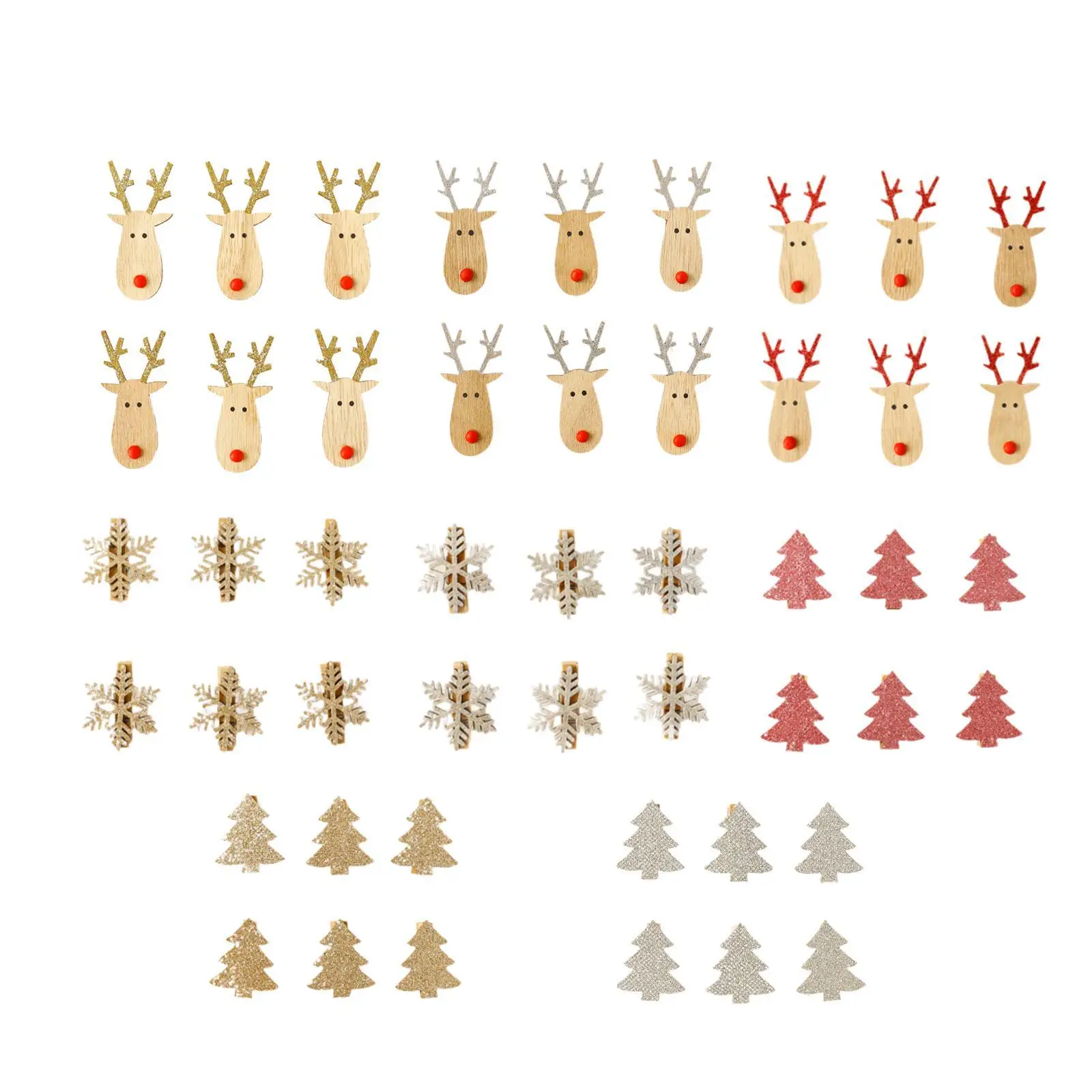 6 Pieces Christmas Tree Pendant Wooden Tags with Clips for Fireplace Mantles