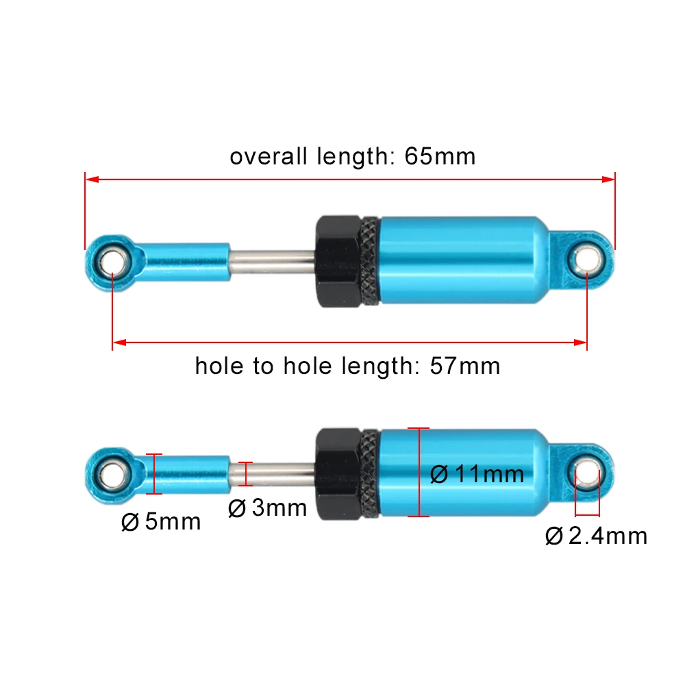 2 szt. Amortyzatora wewnętrznego ze stopu aluminium do 1/16 gąsienica RC WPL B16 B36 C24 C34 MN D90, czerwony