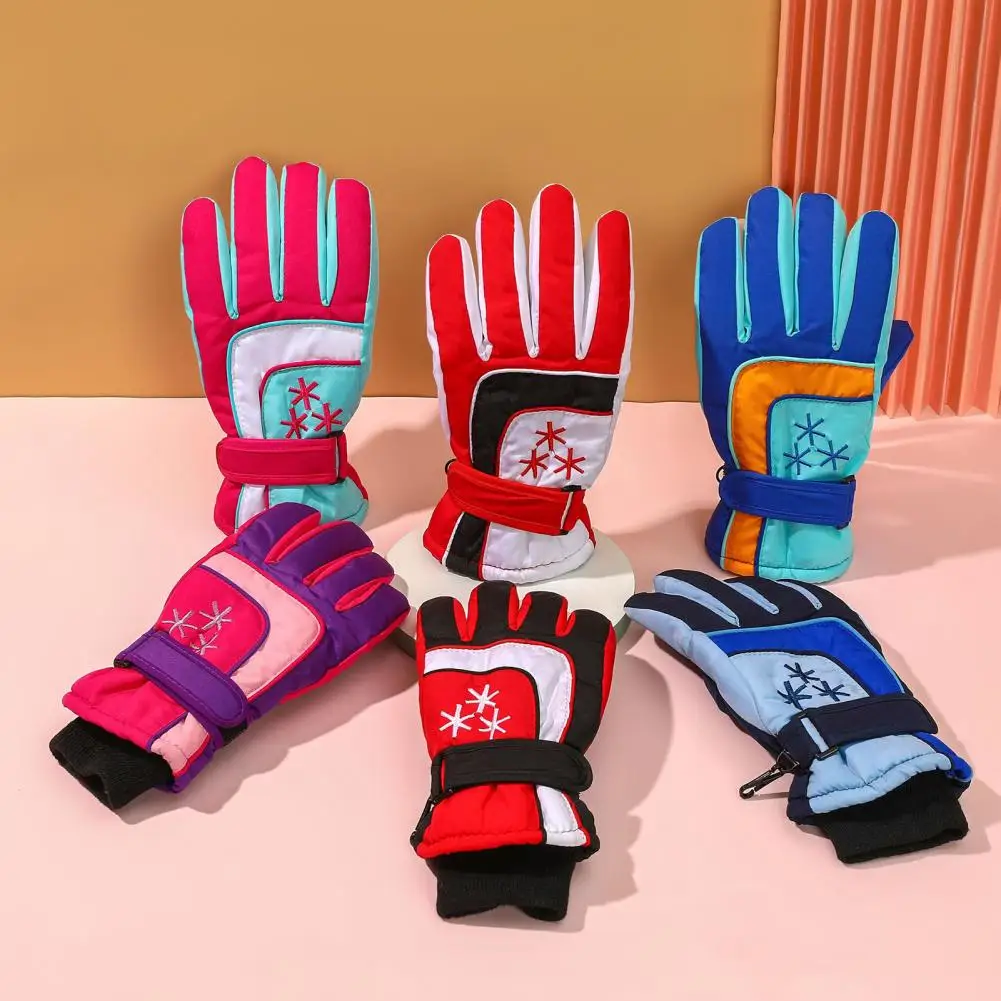 Winter Gloves 1 Pair Breathable Windproof Good Air Permeability  Long Cuff Kids Winter Gloves for Skiing