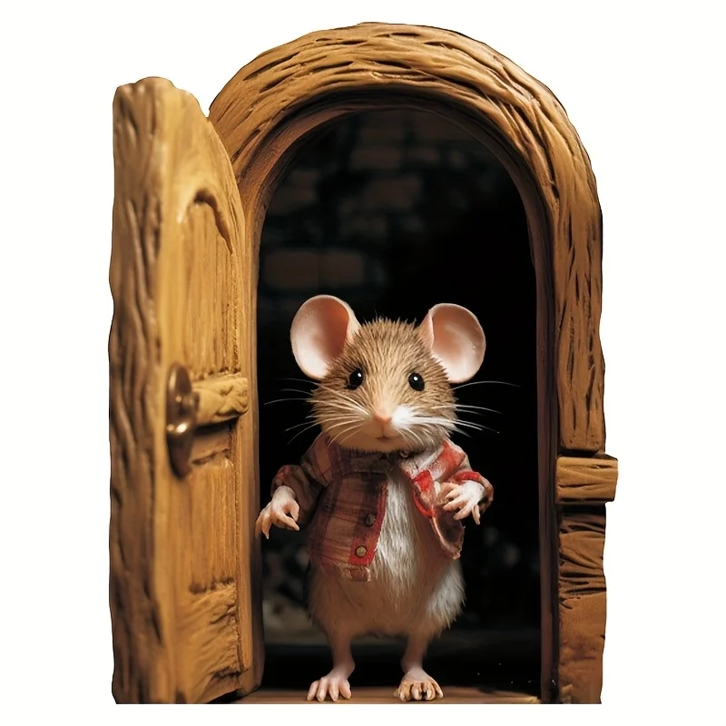 4pcs Cute Mouse Hole Door Decals Wall Stickers Home Room Decoration Self-Adhesive Stickers for Home Bedroom Nursery Wall Decor