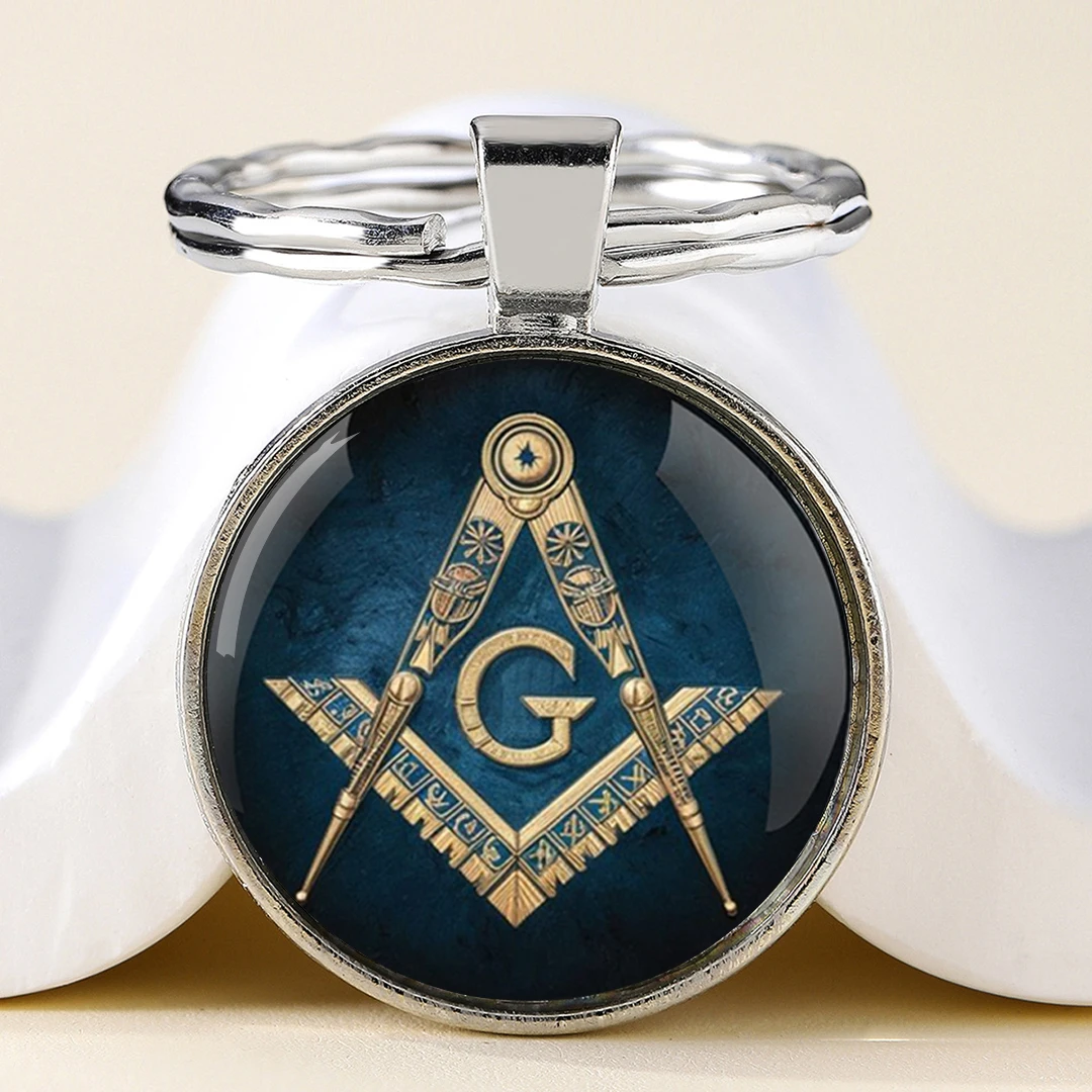 Freemason Symbols Secrets Graphic Design Key Chain Unique Keyrings Charm Pendant Jewelry Perfect Birthday Anniversary Gift Idea