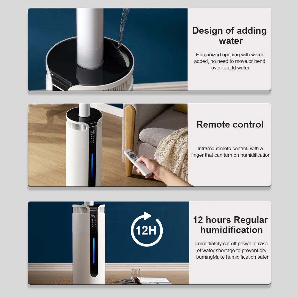 مرطب هواء كبير 16 لتر، مرطب بالموجات فوق الصوتية الصناعية لغرفة النوم، صانع ضباب كهربائي تجاري، سعة كبيرة