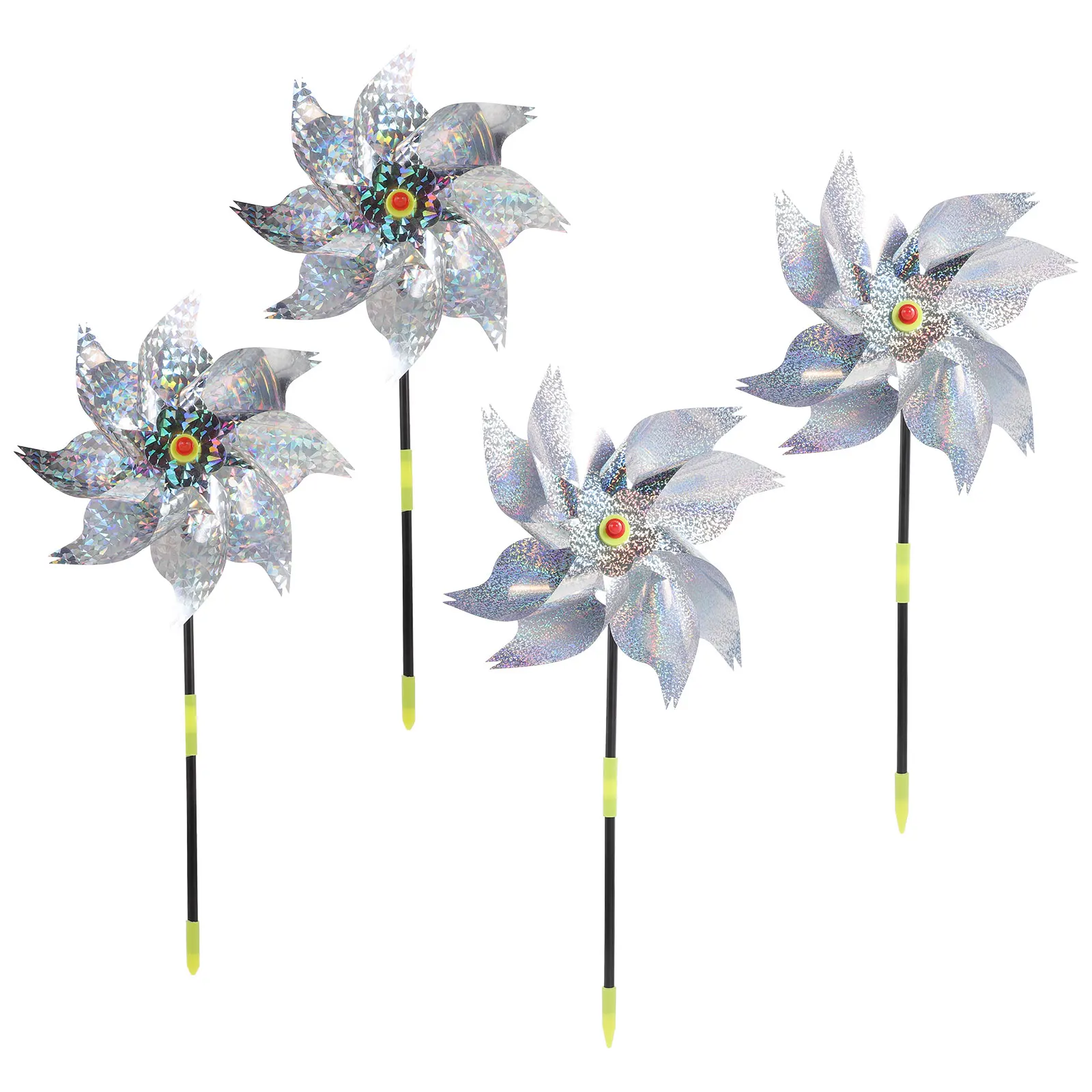 

4 Pcs Reflective Bird Repellent Windmill Patterns Yard Garden Spinner Anti Bird Deterrent Fruit Field Fish Pond